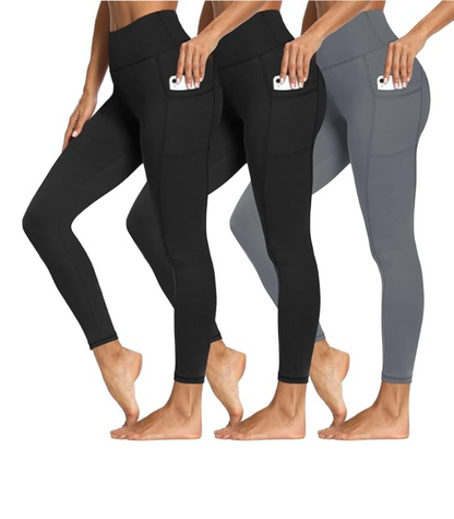 3 PACK TUMMY CONTROL LEGGING WITH POCKETS