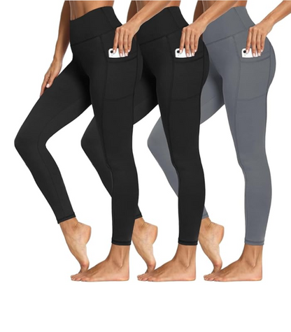 3 Pack Tummy Control Leggings with Pockets BBGr
