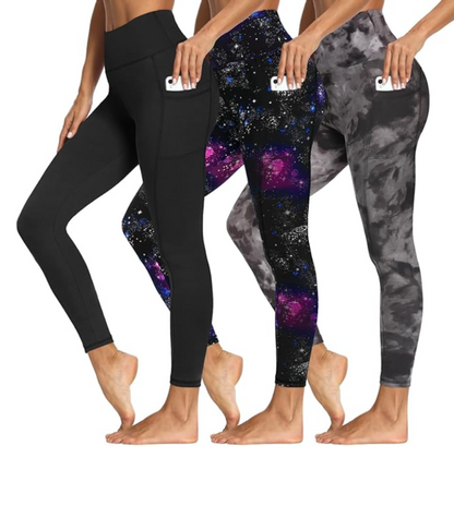 3 PACK TUMMY CONTROL LEGGING WITH POCKETS