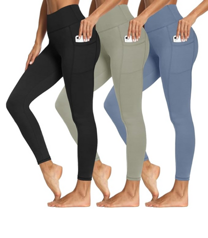 3 PACK TUMMY CONTROL LEGGING WITH POCKETS